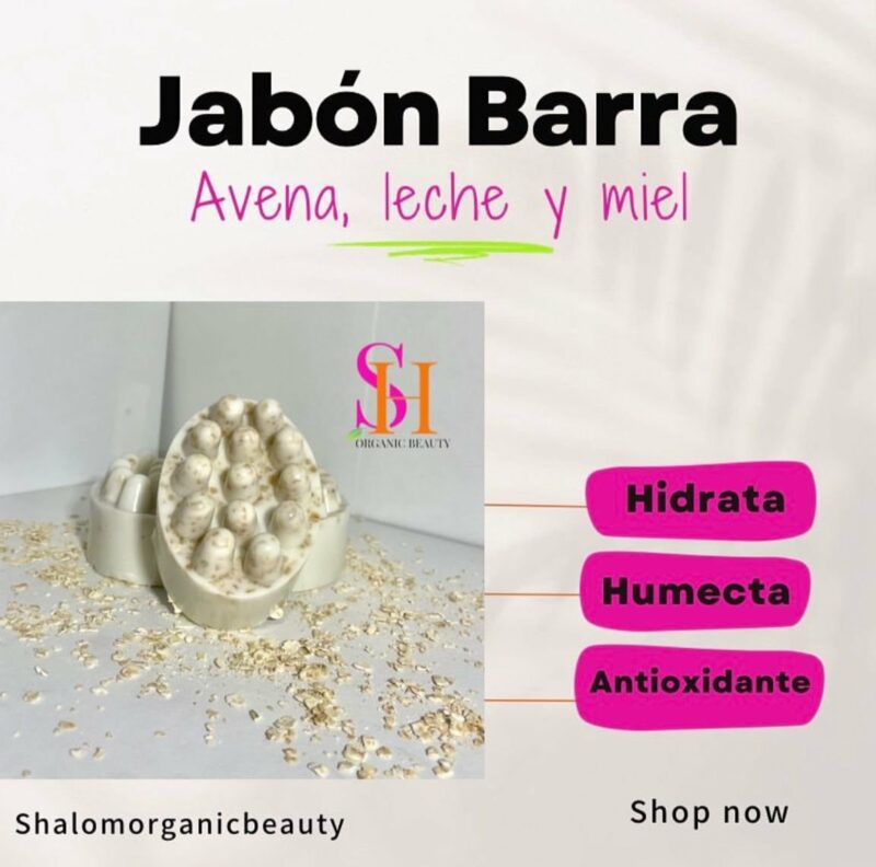 Jabón barra de avena, leche y miel